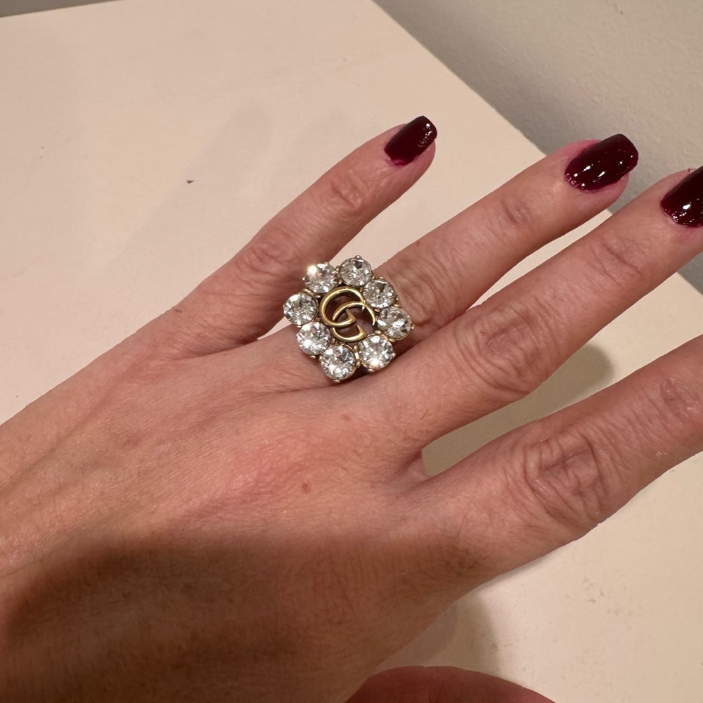 Gucci Marmont Gold Crystal Ring
